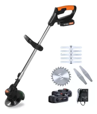 Roçadeira Aparador Grama 2 Baterias Recarregável 21v Cortado Cor Preto/Laranja 110V/220V